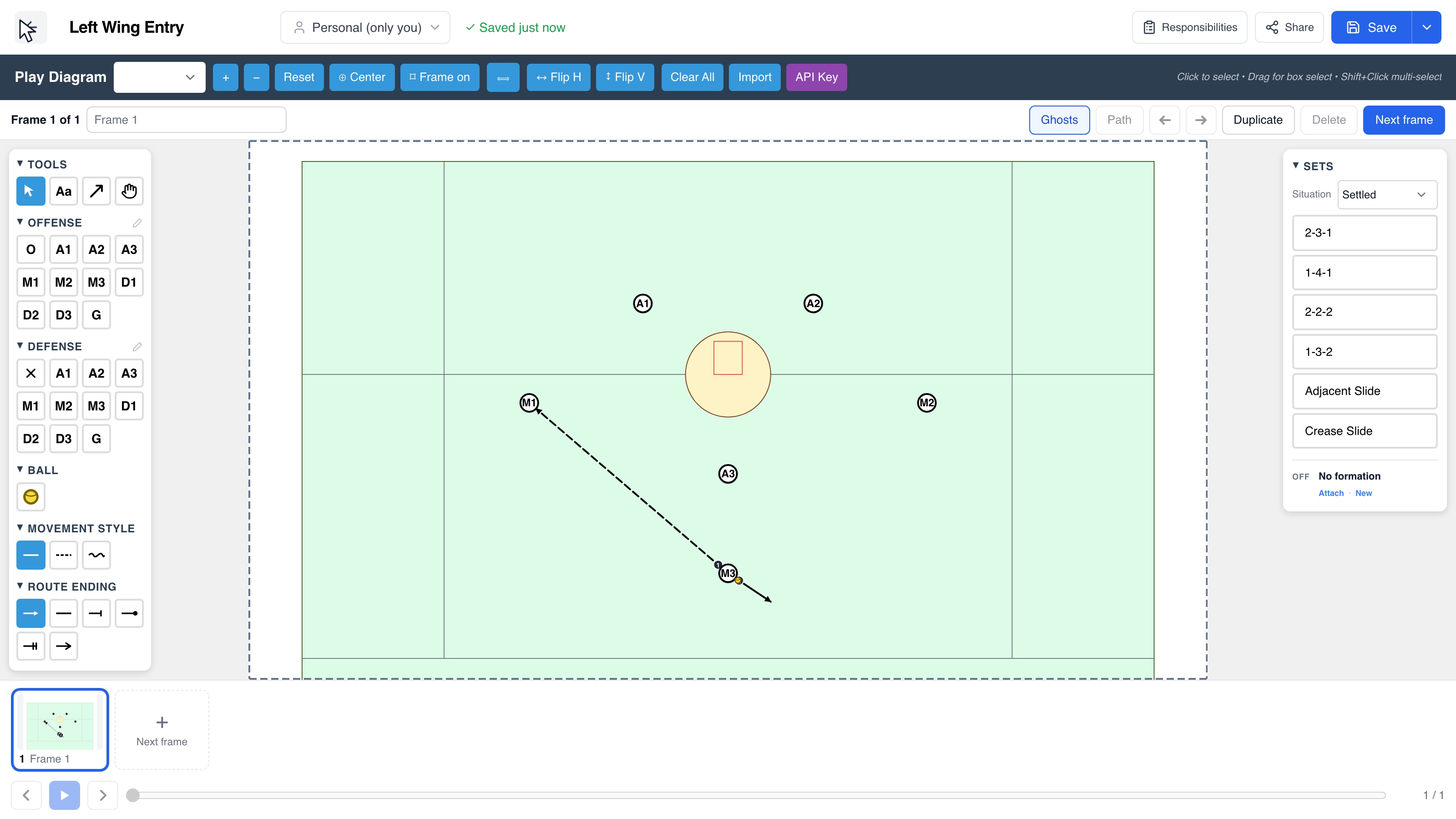 Explore the men’s lacrosse field, midfield and both ends with real editor view controls.