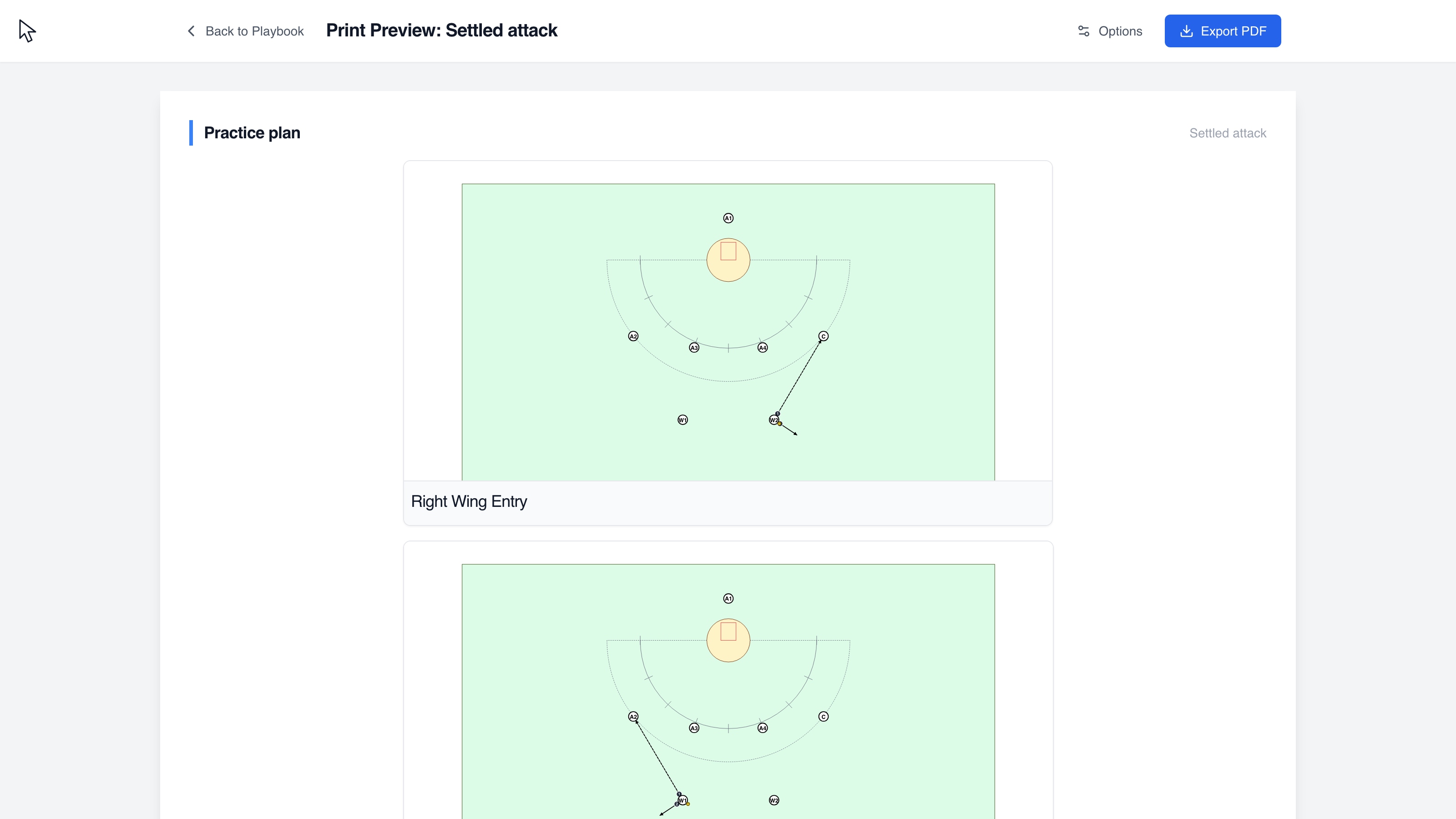Women's lacrosse: real editor playbook with complete attacking personnel.